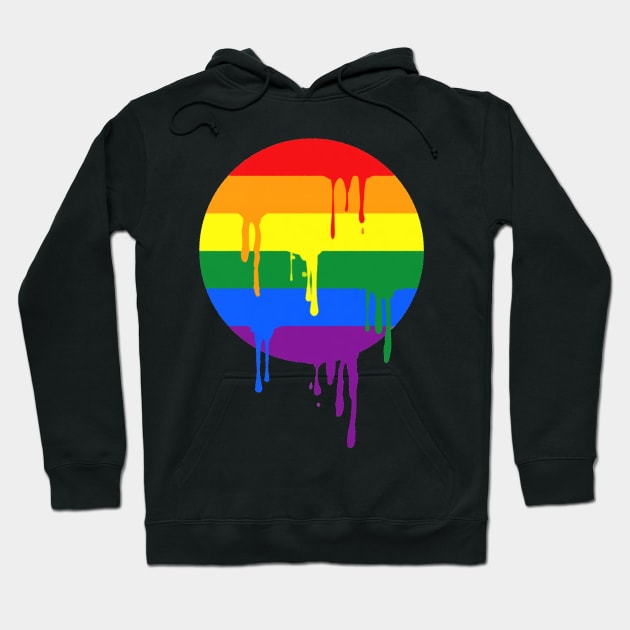 Rainbow Colored Stripes Dot Running Splashes Hoodie by EDDArt